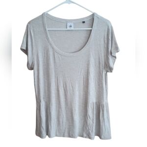 CAbi Style #5326 Hangout Short Sleeve Peplum Style Tee Froth Gray Size M